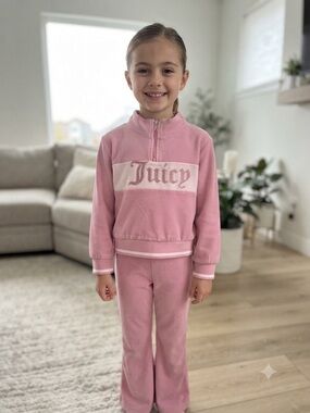 Juicy Couture Girls Pink Logo Two-Piece Pajama Set